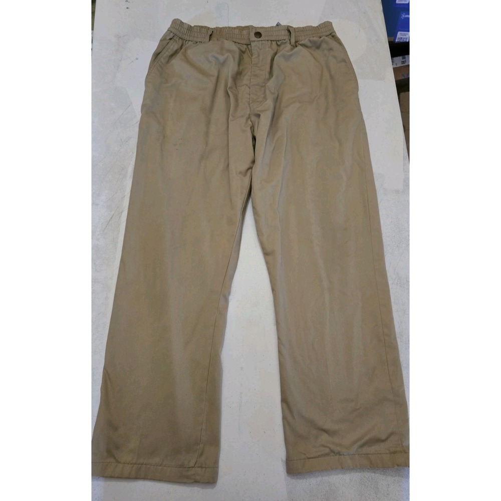 Haband Ice House Pants Mens 38M Khaki Flannel Lined Elastic Waist Relaxed Fit